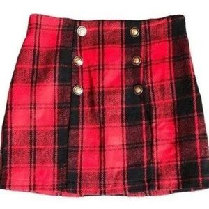 NWT HYFVE Red and Black Plaid Mini Skirt, Small